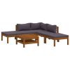 6 Piece Patio Lounge Set with Cushion Solid Acacia Wood