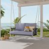 1-Piece Woven Rope Outdoor Swing Sofa with Soft Cushions Seating 2 for Patio, Courtyard and Balcony