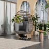 Outdoor Swivel Chair with Cushions, Rattan Egg Patio Chair with Rocking Function for Balcony, Poolside and Garden