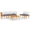 5 Piece Patio Lounge Set with Cushions Solid Acacia Wood