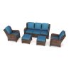 Patio Furniture Set Rattan Outdoor Sectional Conversation Sets 3-Seat Outdoor Couch,2 Single Chair and 2 Ottoman for Lawn, Balcony, Garden, Backyard (