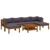 7 Piece Patio Lounge Set with Cushion Solid Acacia Wood