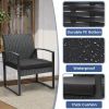 3 Piece Outdoor Furniture Set, 2 Waterproof Chairs and 1 Bistro Table Furniture Set, Wicker Rattan Conversation Set, Padded Cushions with Safety Glass