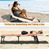 Outdoor Folding Chaise Lounger with Hand Rope and Detachable Pillow