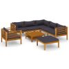 8 Piece Patio Lounge Set with Cushion Solid Acacia Wood